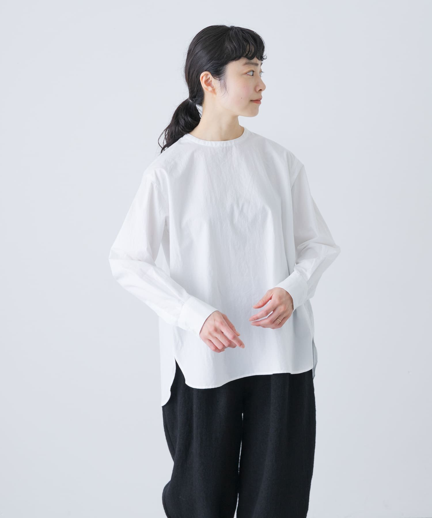 かぐれ｜コットンクルーネックプルオーバーシャツ | Rakuten Fashion