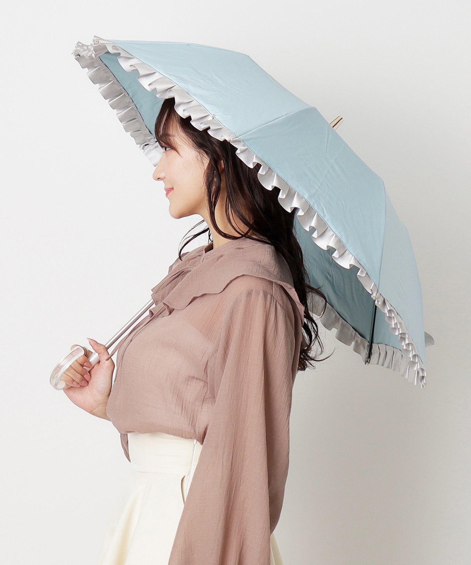 MOONBAT｜LANVIN en Bleu(ランバン オン ブルー)シャイニーフリル 日傘