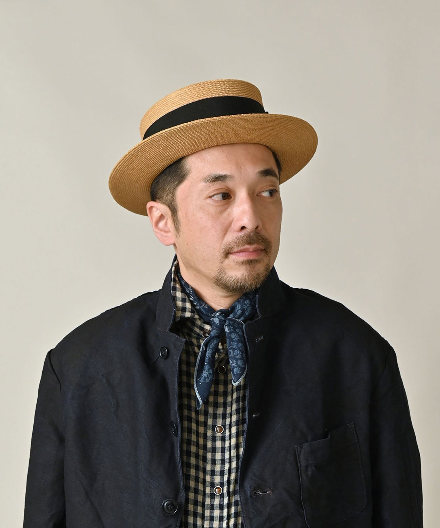 45R｜スーピマ綾のパッチフラワーバンダナ(インディゴ) | Rakuten