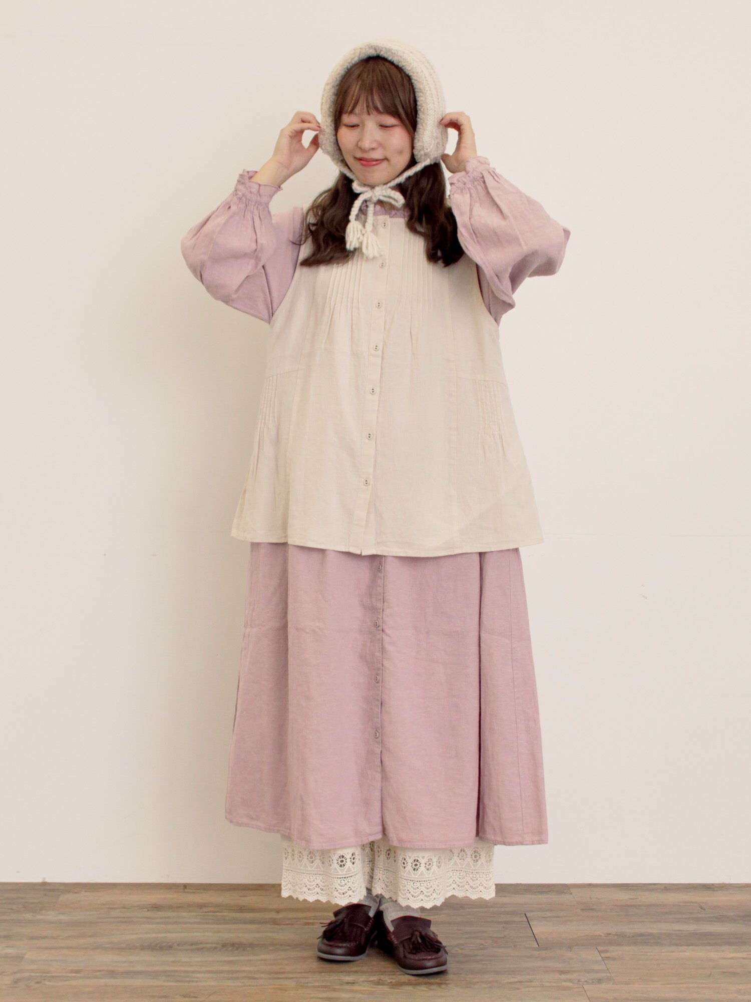 Samansa Mos2｜【Cross*Linen】フリルワンピース《S/Mサイズ