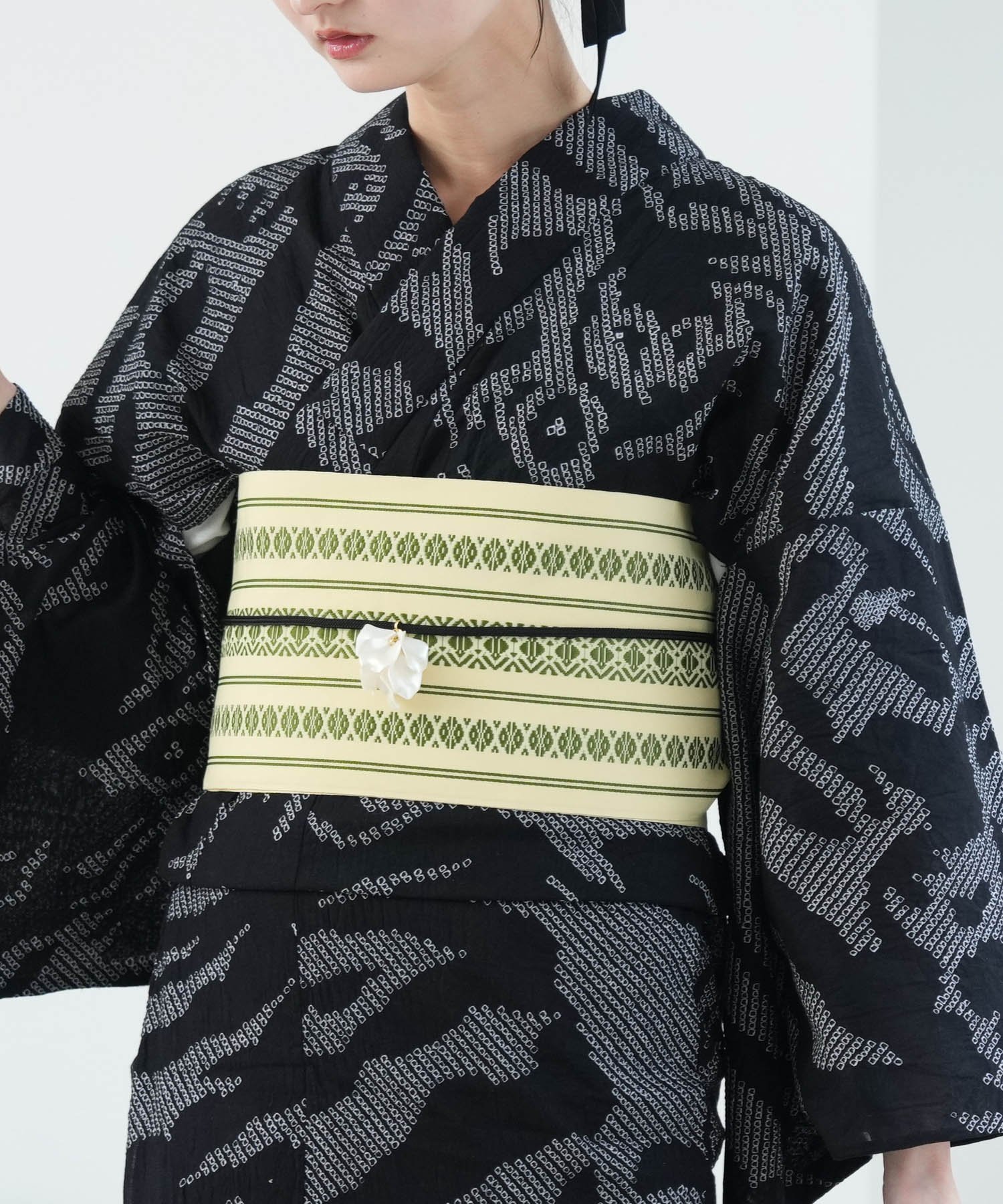 utatane｜utatane 有松絞り 浴衣3点セット 黒地に柳虎 | Rakuten