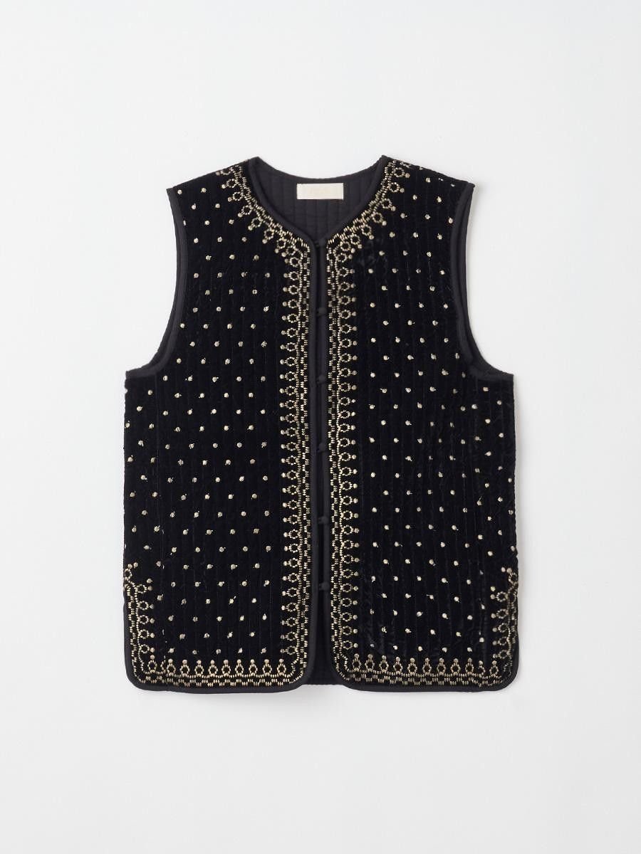 Vin｜ドット刺繍ベロアキルティングベスト | Rakuten Fashion(楽天