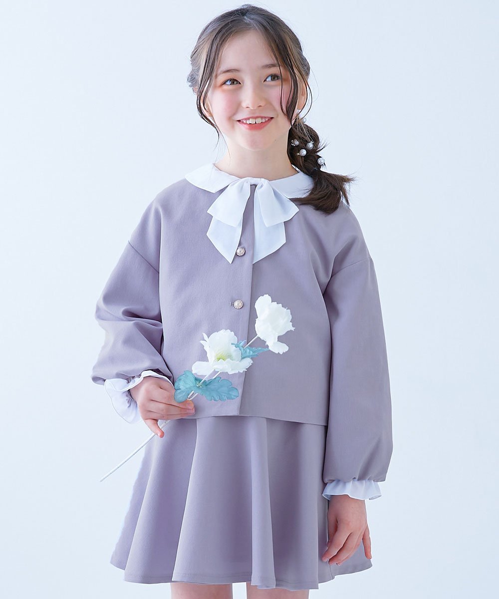 devirock｜フォーマル ガールズノーカラー 無地セットアップ 子供服