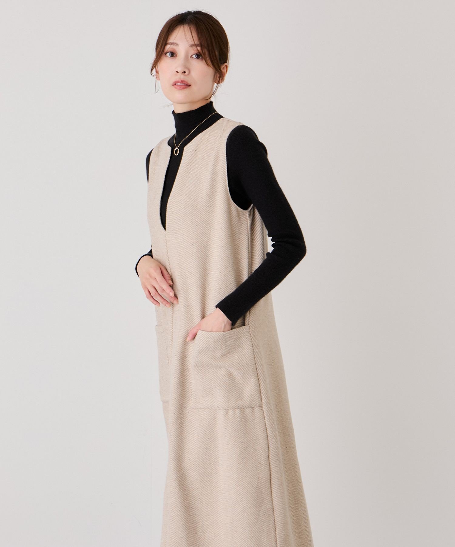 JAYRO｜Vネックヘリンボーンツイードジャンスカ | Rakuten Fashion