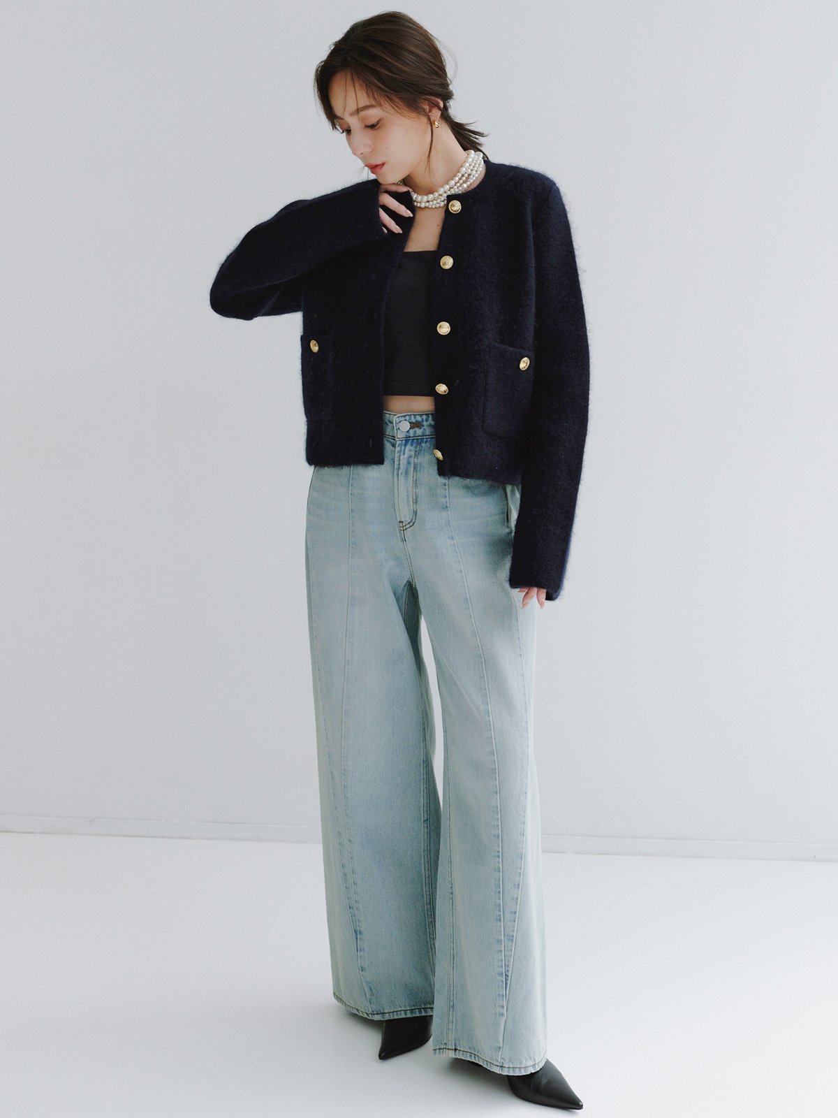 anuans｜サイドタックカジュアルワイドデニム | Rakuten Fashion(楽天