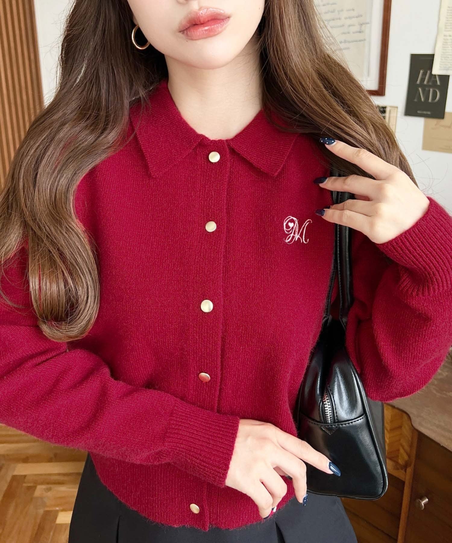 moment+｜刺繍入り金ボタン襟付きカーディガン | Rakuten Fashion(楽天