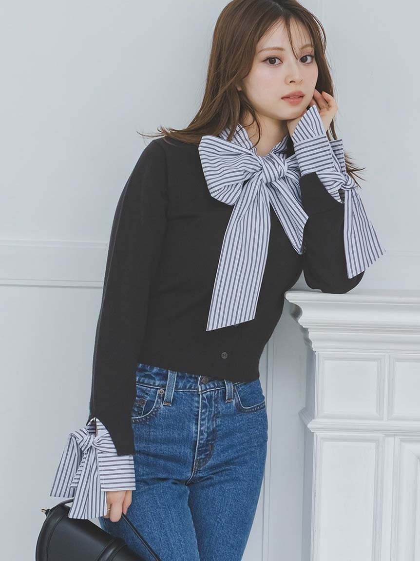 SNIDEL｜ボウタイドッキングニットプルオーバー | Rakuten Fashion