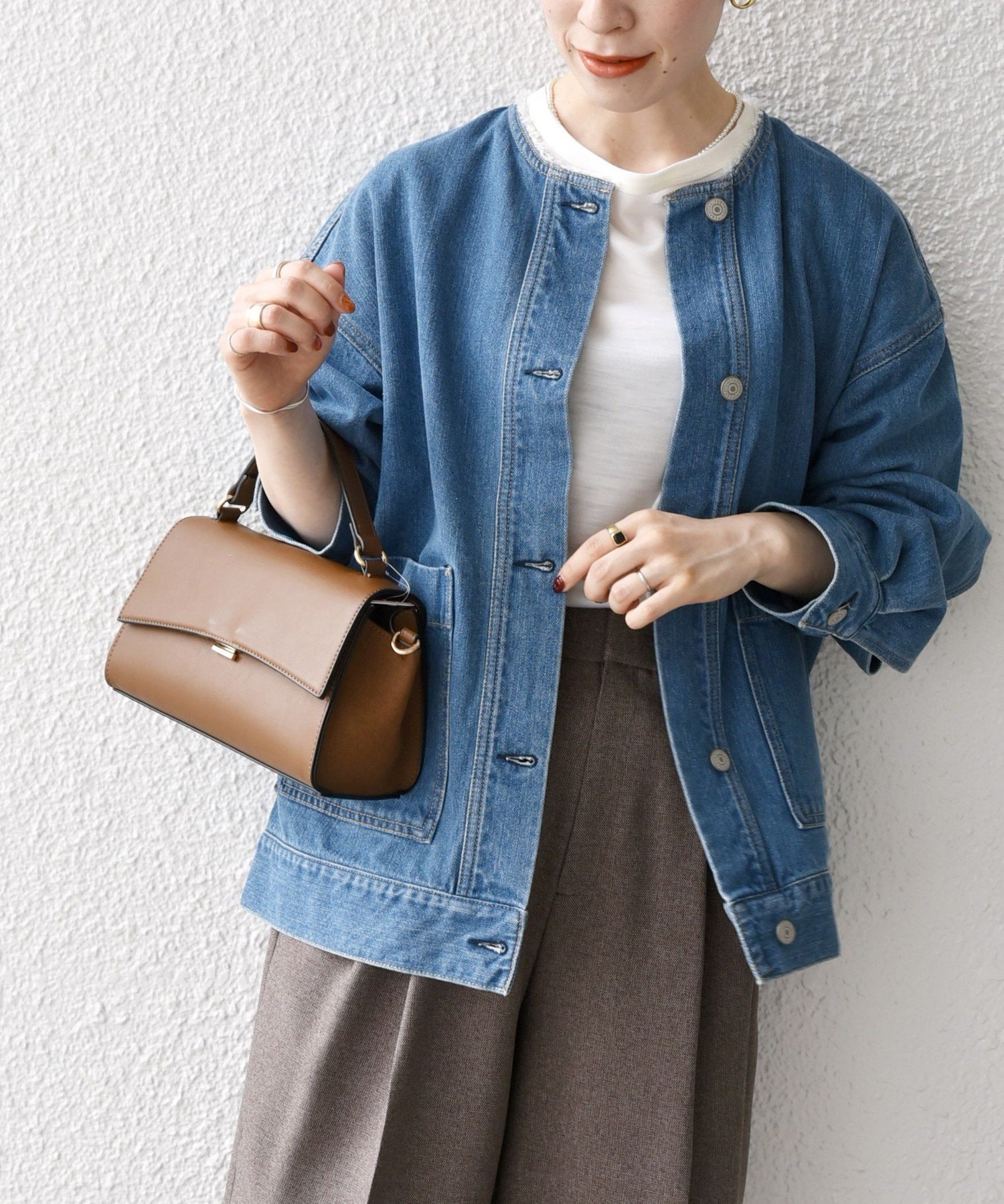 SHIPS｜SHIPS any: ノーカラー デニム ブルゾン[SHIPS any DENIM