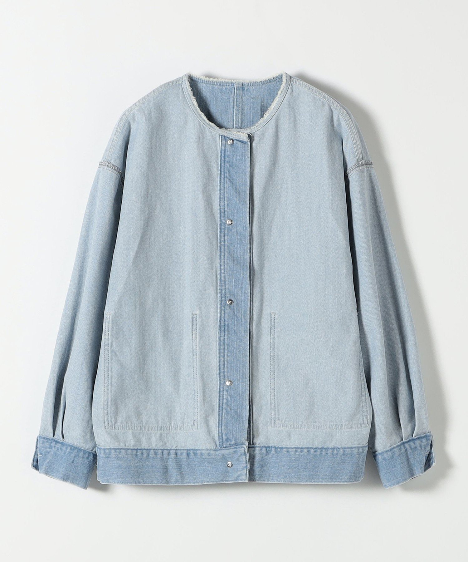 SHIPS｜SHIPS any: ノーカラー デニム ブルゾン[SHIPS any DENIM