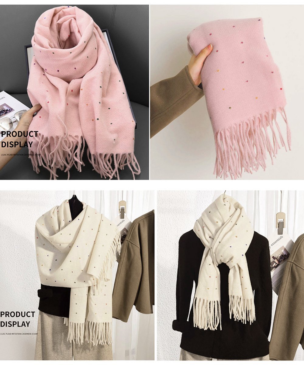 miniministore｜ドット柄 大判マフラーフリンジストール冬 | Rakuten
