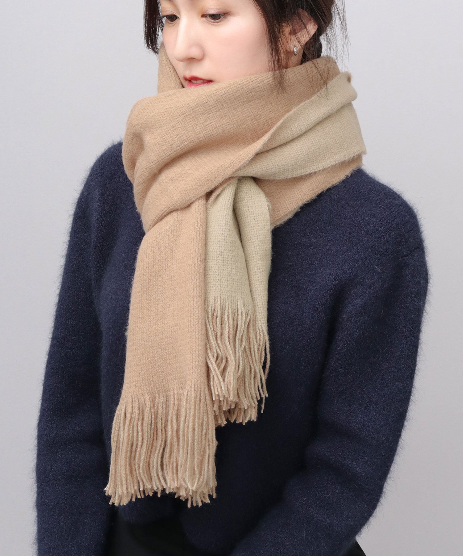 A.M.S.｜マフラー レディース 大判 ストール ダブルフェイスマフラー