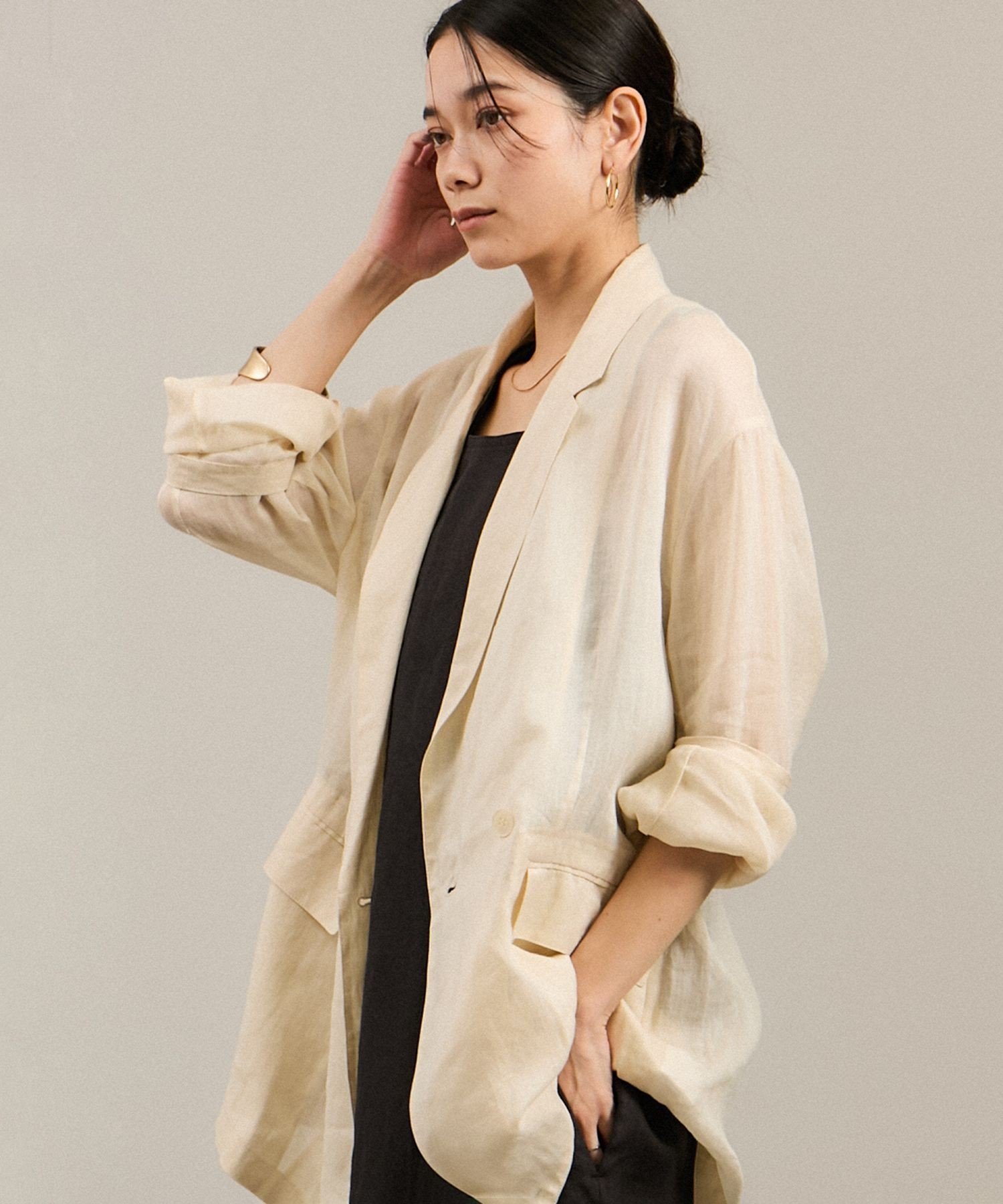 SALON adam et rope'｜ラミーシアージャケット[UVケア・洗える・サイズ