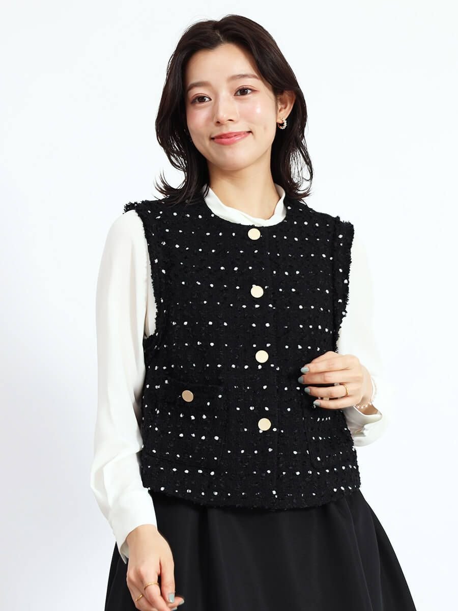 Vin｜ドットツイードショートジレ | Rakuten Fashion(楽天ファッション