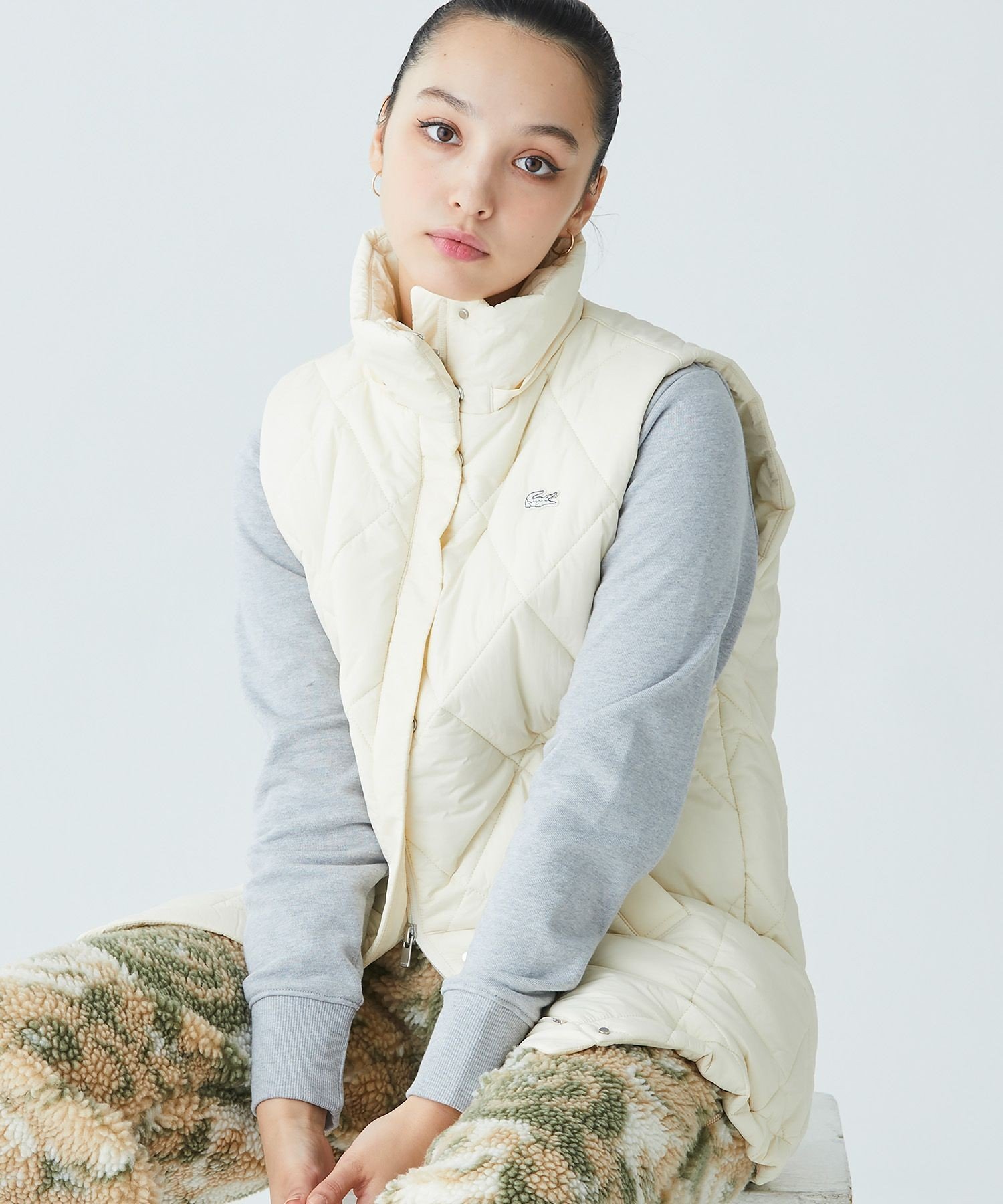 LACOSTE｜撥水 ボリュームスタンドネック キルティングベスト / 2WAY