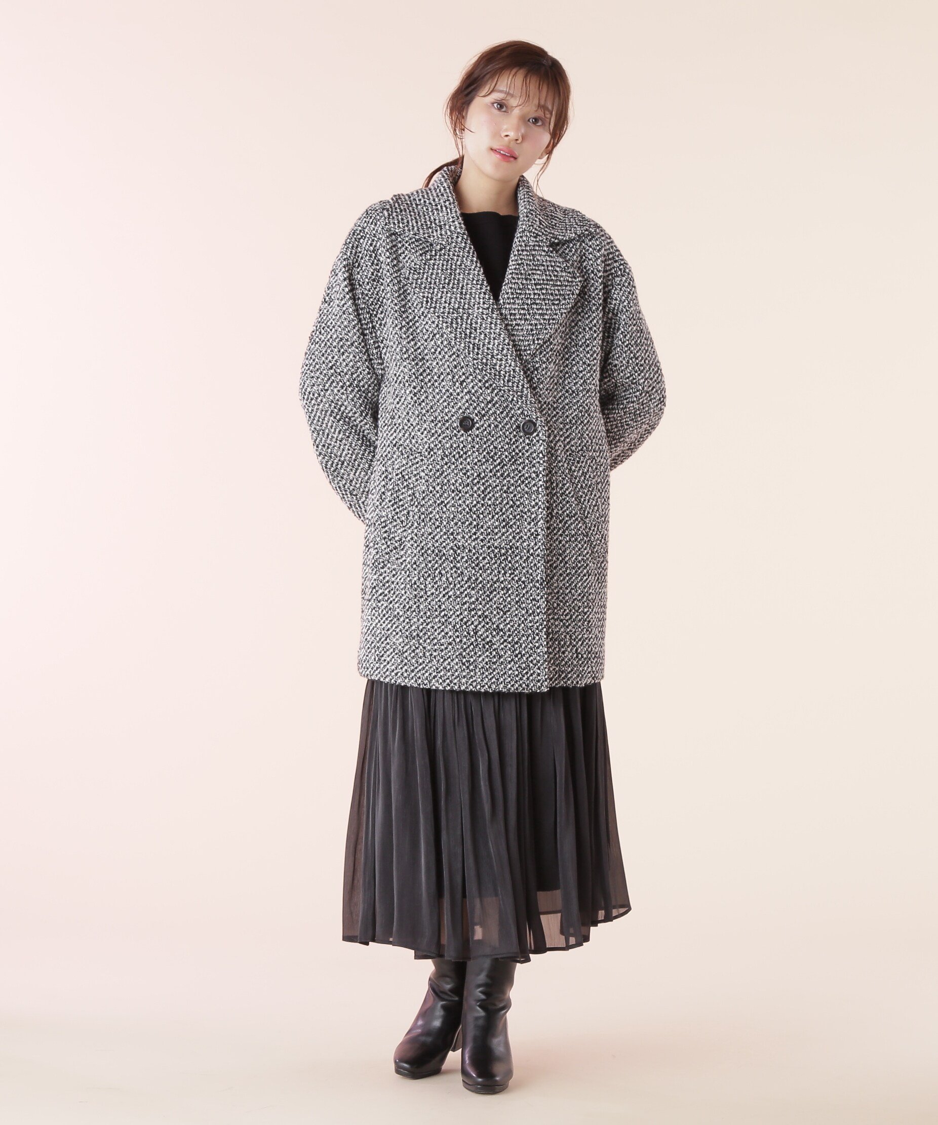 JILL by JILL STUART｜シャギー・ツィード素材バリエーションミドル丈