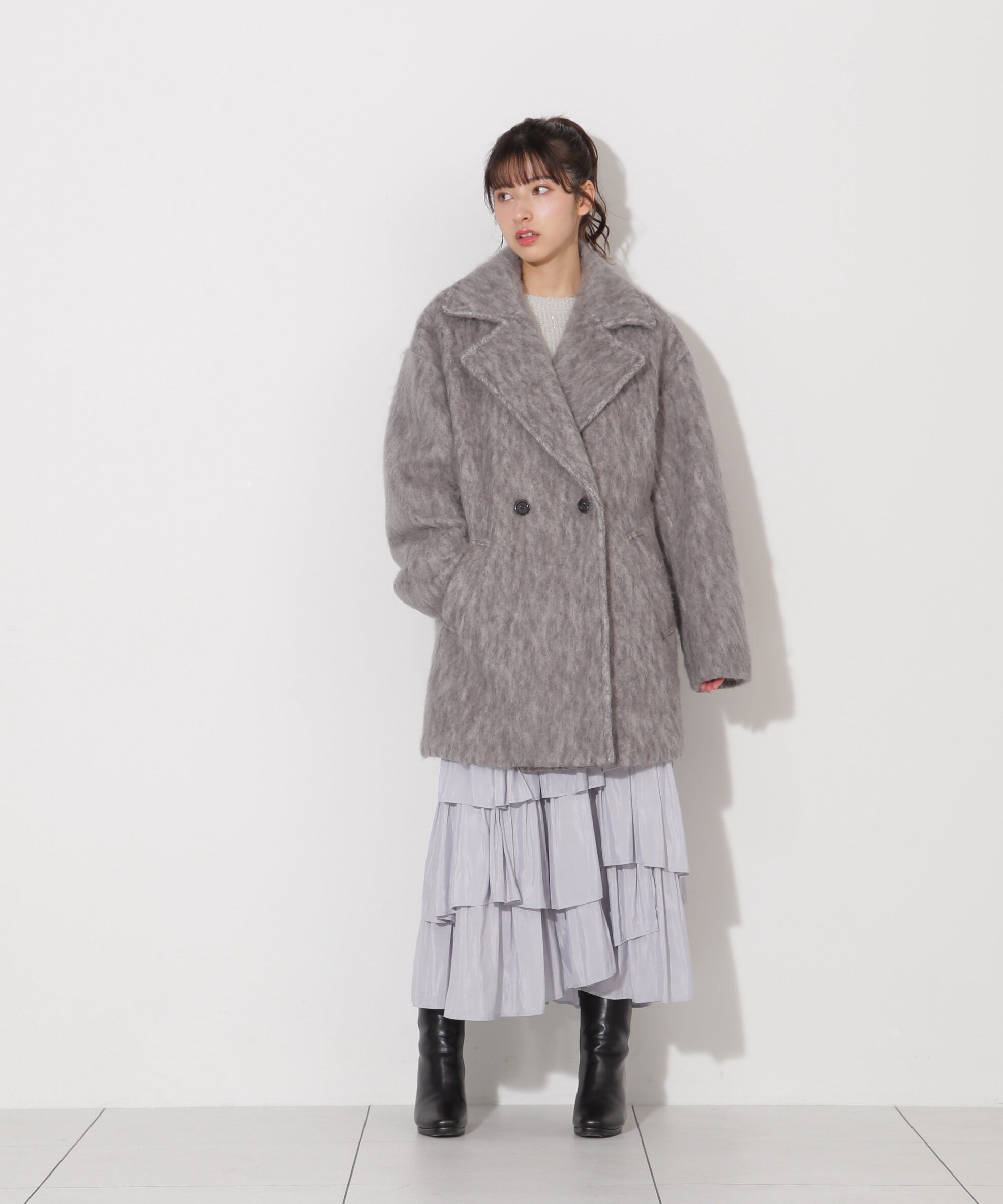 JILL by JILL STUART｜シャギー・ツィード素材バリエーションミドル丈