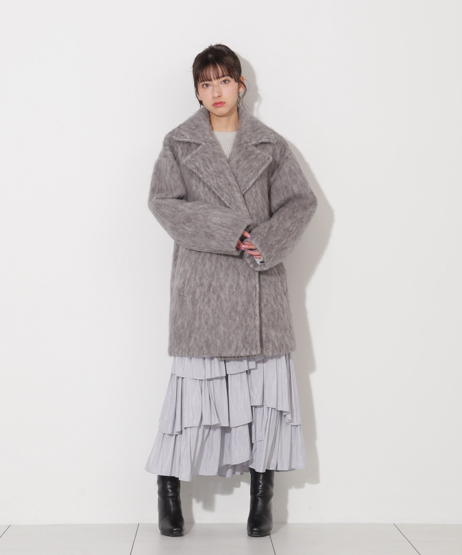 JILL by JILL STUART｜シャギー・ツィード素材バリエーションミドル丈