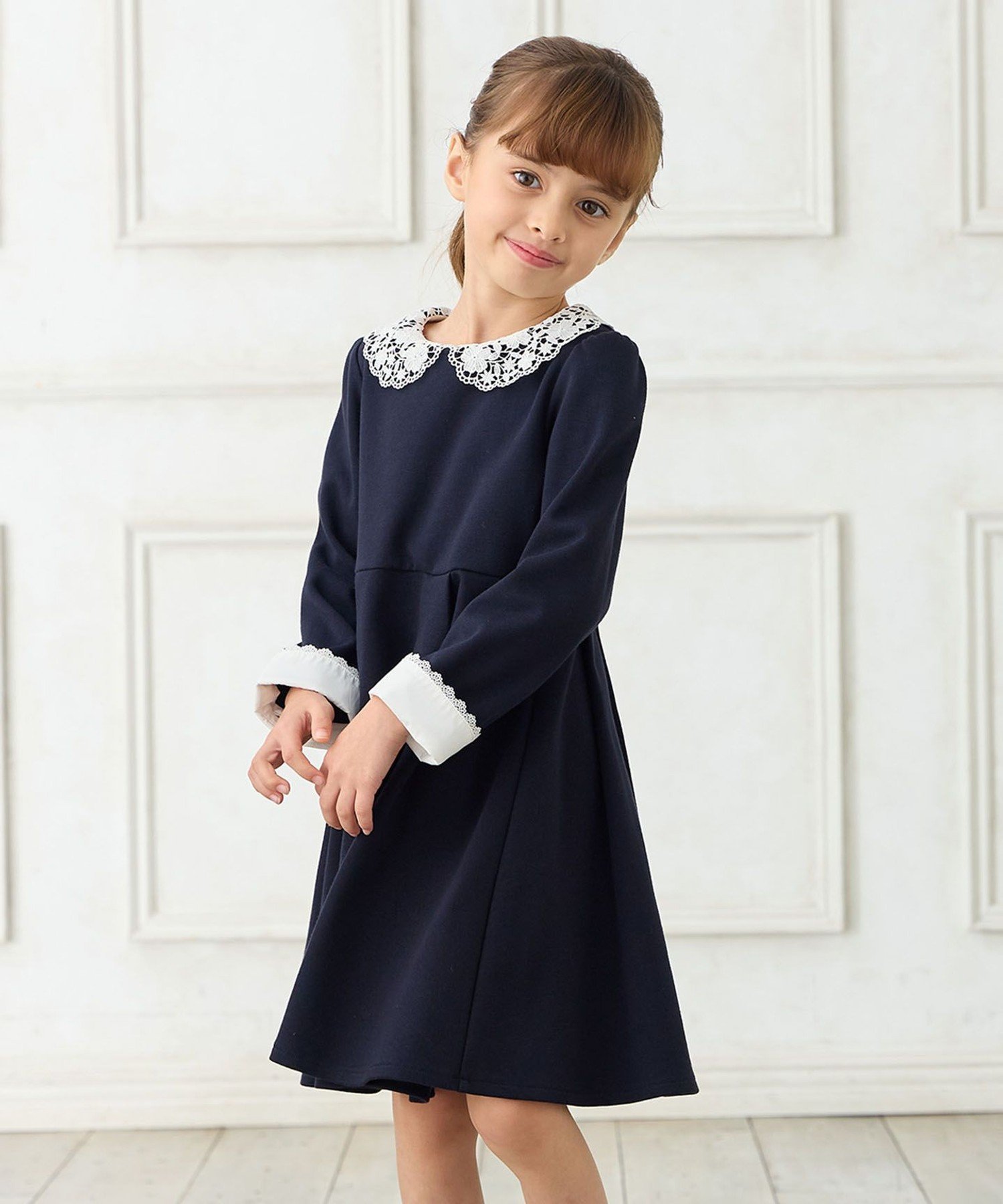 ANY｜レース襟付き長袖ワンピース | Rakuten Fashion(楽天ファッション