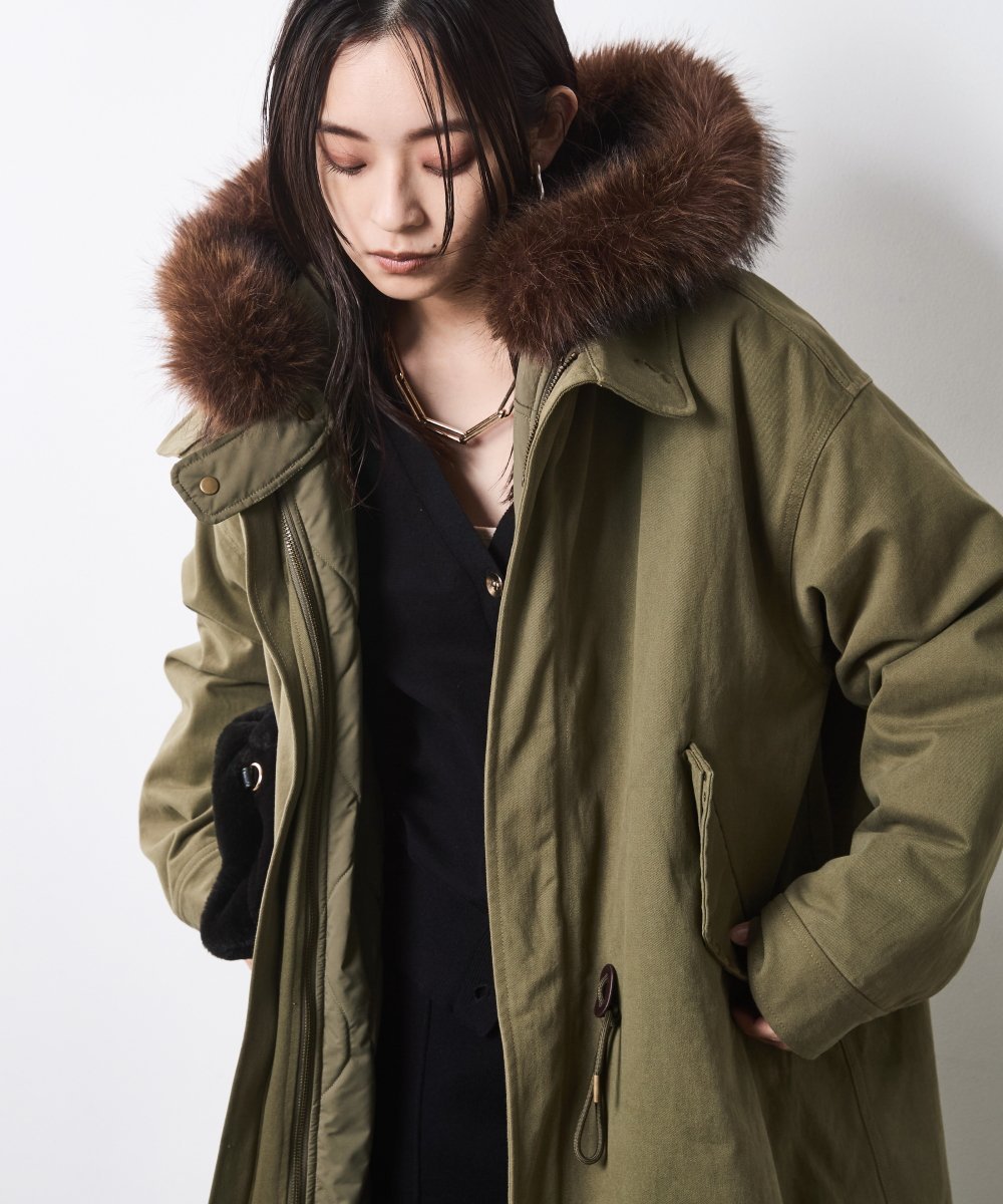 フォックスファー【TO BE CHIC】ライナー付きモッズコート　40 f1d04_6.jpg