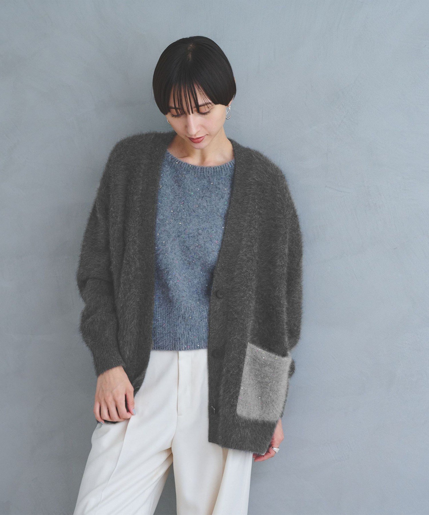 UNITED ARROWS｜フォックスカシミヤ スパンコール ミドル カーディガン