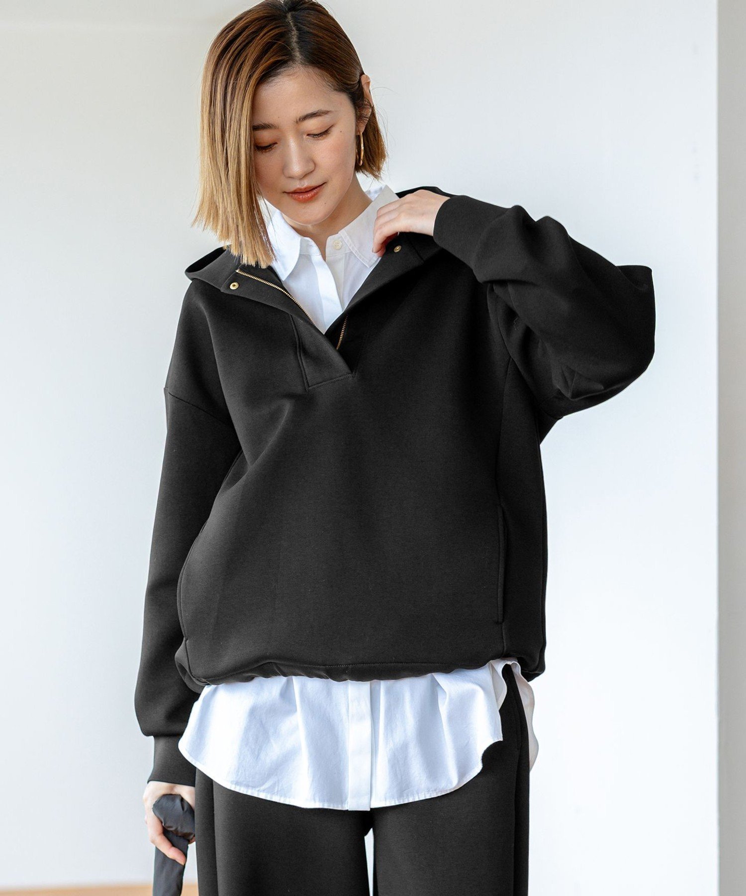 23区｜【洗える】コットンエアーダンボール ドロスト フーディー