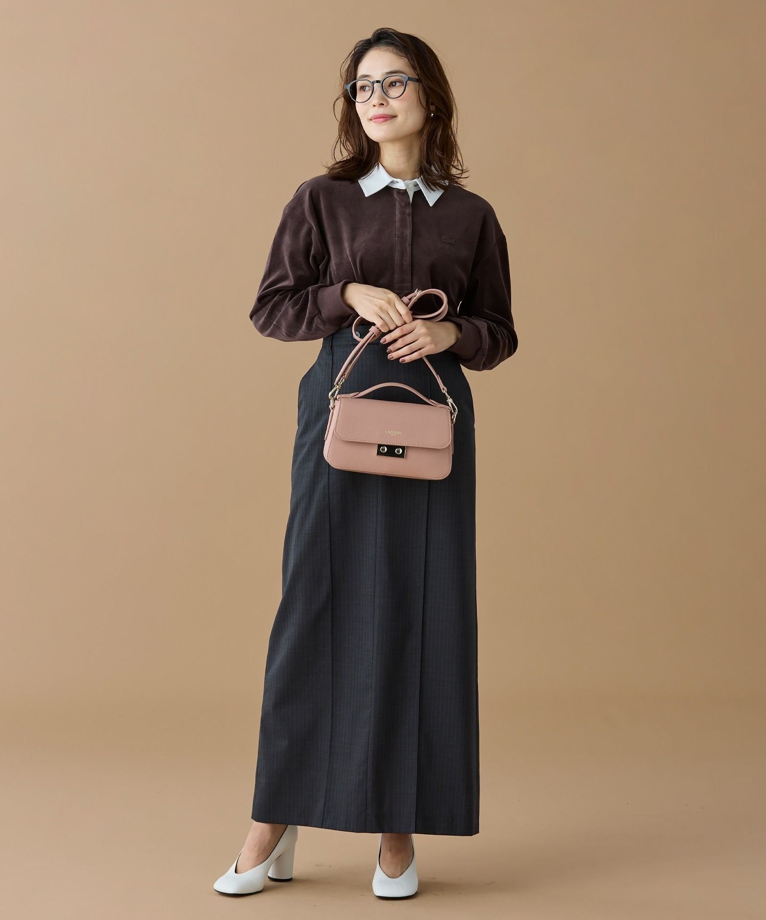 LACOSTE｜シャンゼリゼ レザーショルダーバッグ / ハンドバッグ