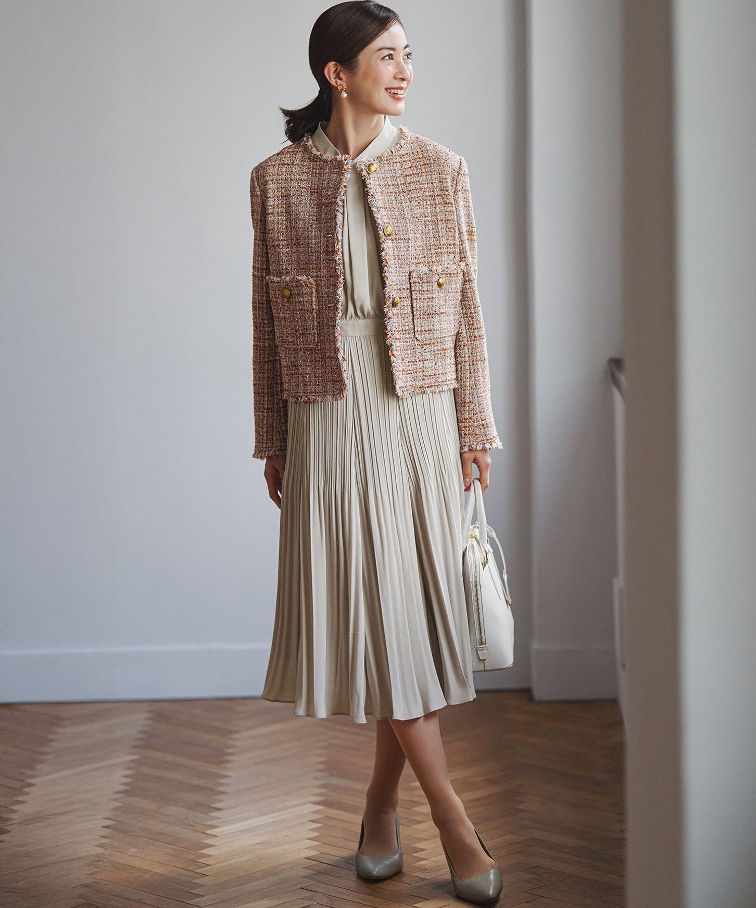 23区｜GIOLICAツイード ノーカラー ボタン ジャケット | Rakuten