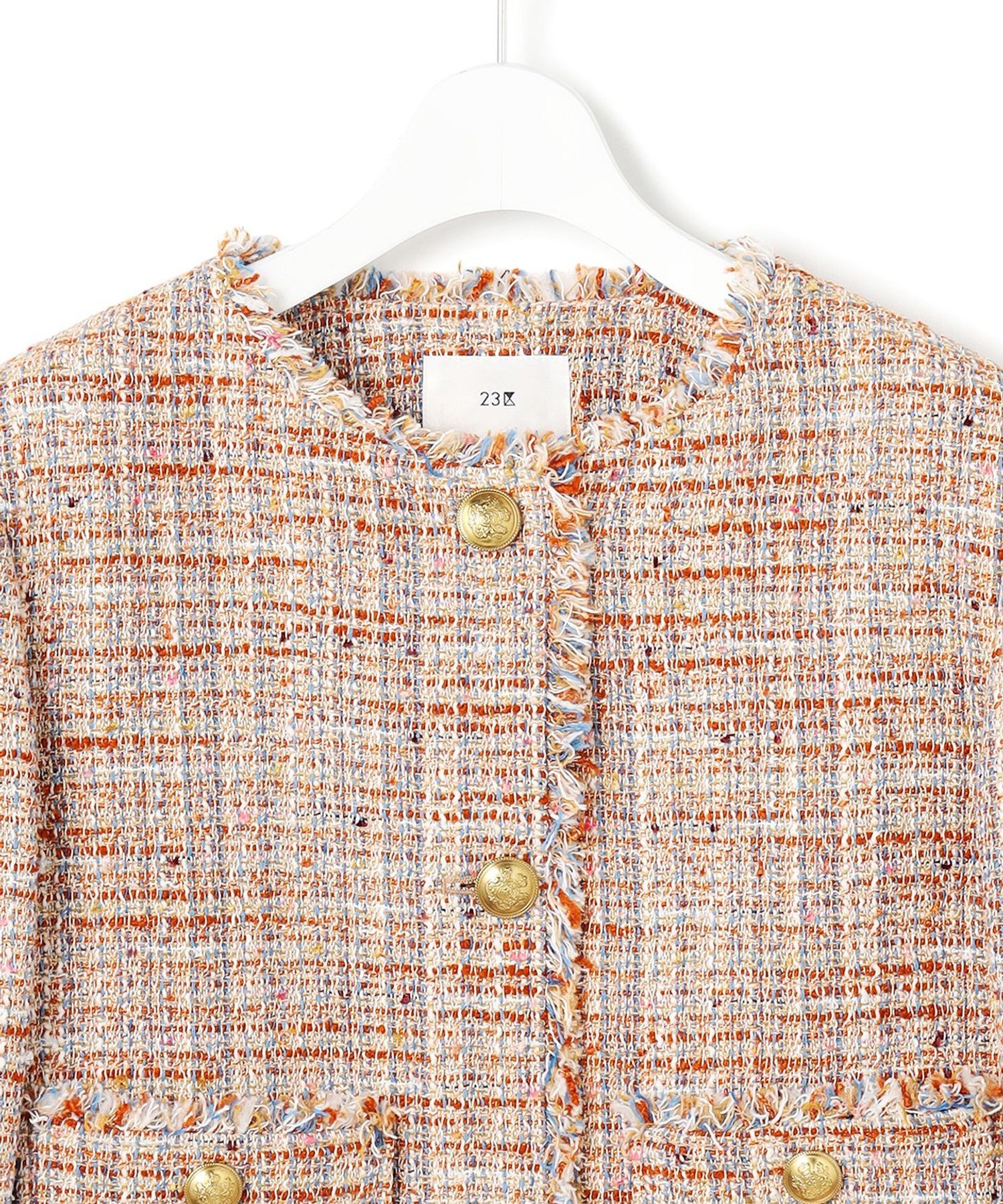 23区｜GIOLICAツイード ノーカラー ボタン ジャケット | Rakuten