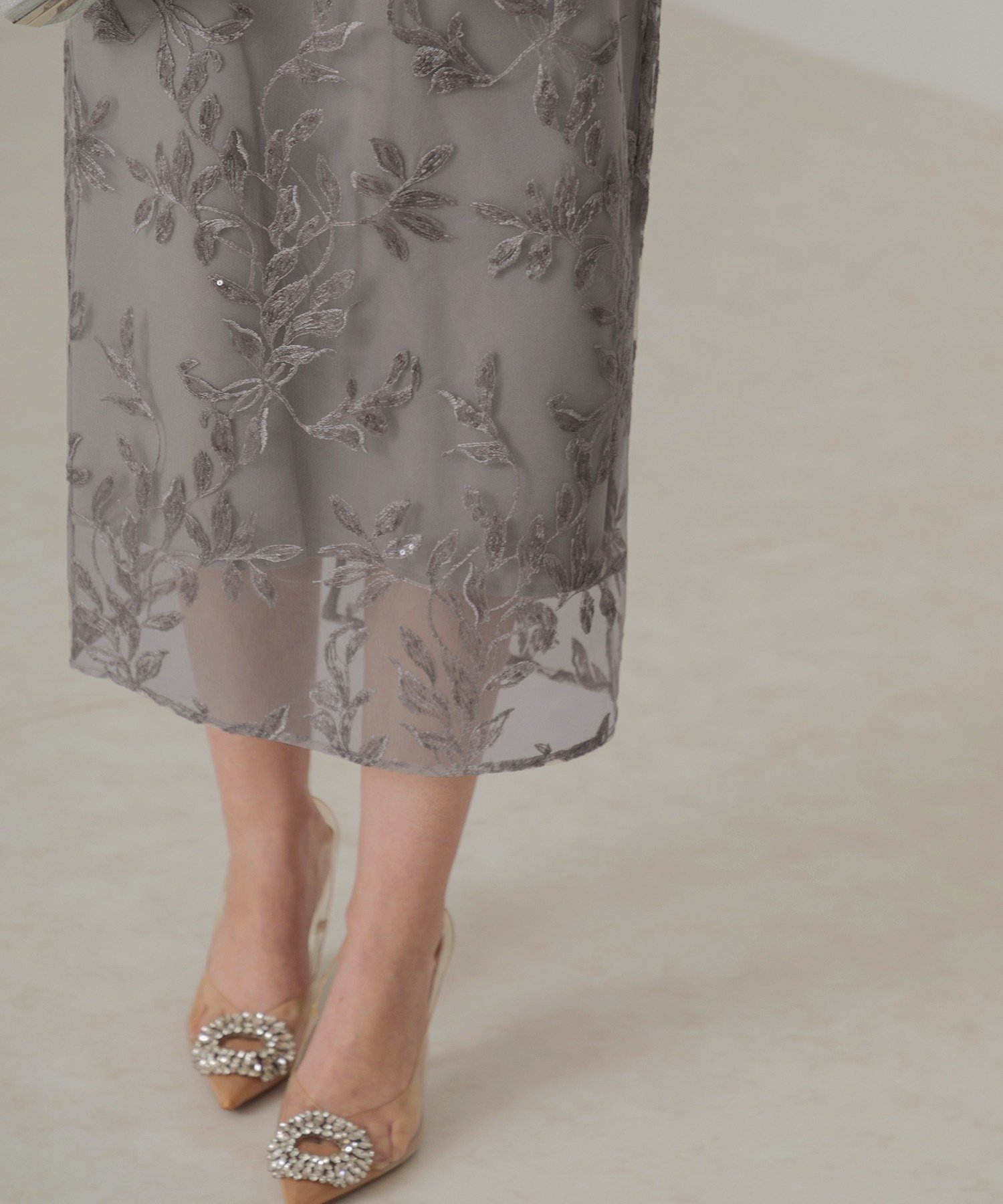 Leja｜LEJA-チュールロングスリーブリーフIラインワンピースドレス