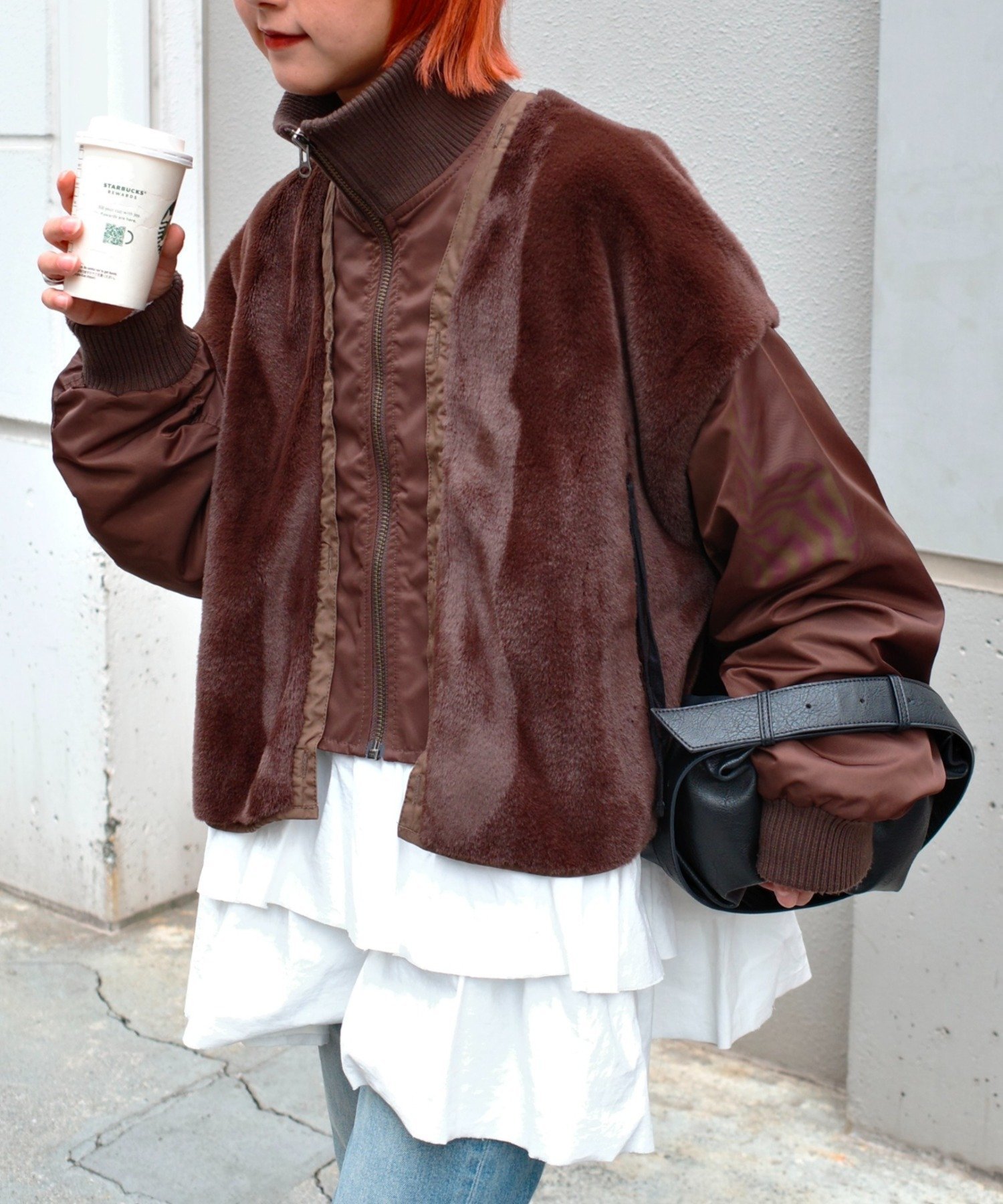 CIAOPANIC TYPY｜【etsinta】ファー切替ショートスタンドジャケット