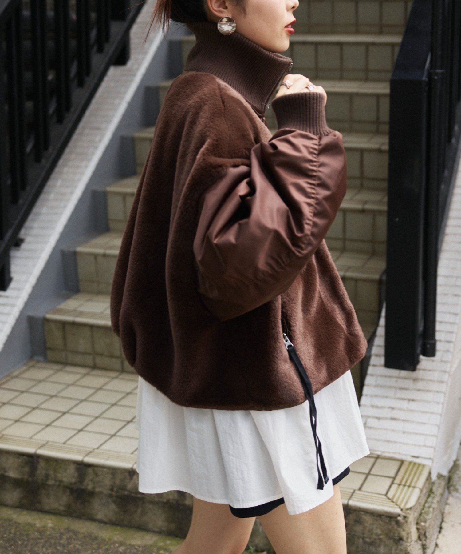 CIAOPANIC TYPY｜【etsinta】ファー切替ショートスタンドジャケット