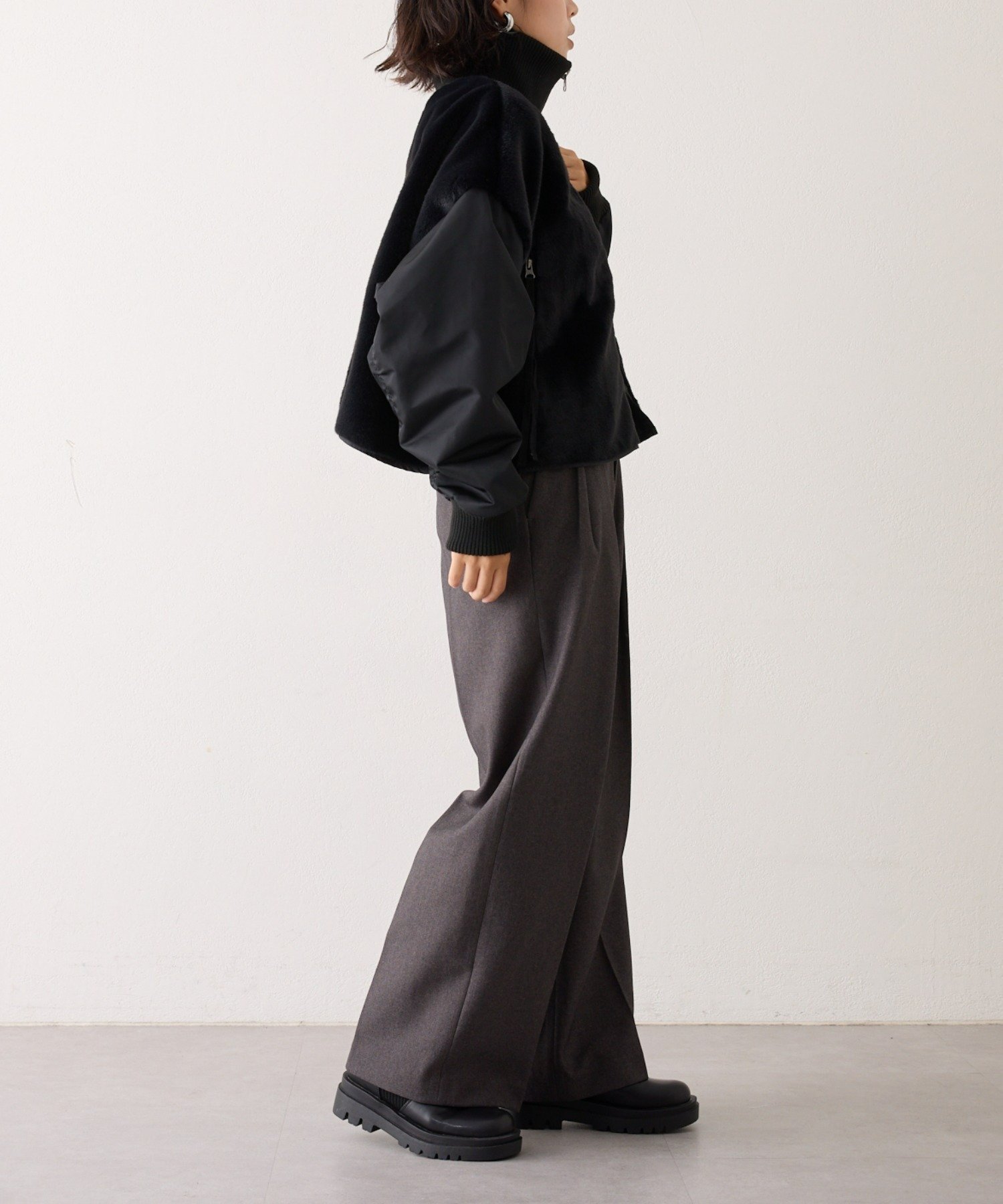 CIAOPANIC TYPY｜【etsinta】ファー切替ショートスタンドジャケット