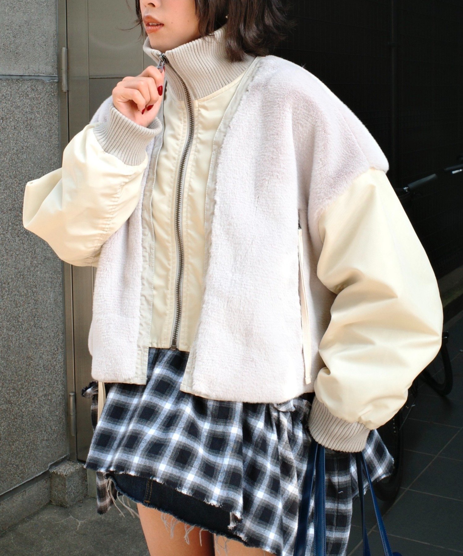 CIAOPANIC TYPY｜【etsinta】ファー切替ショートスタンドジャケット