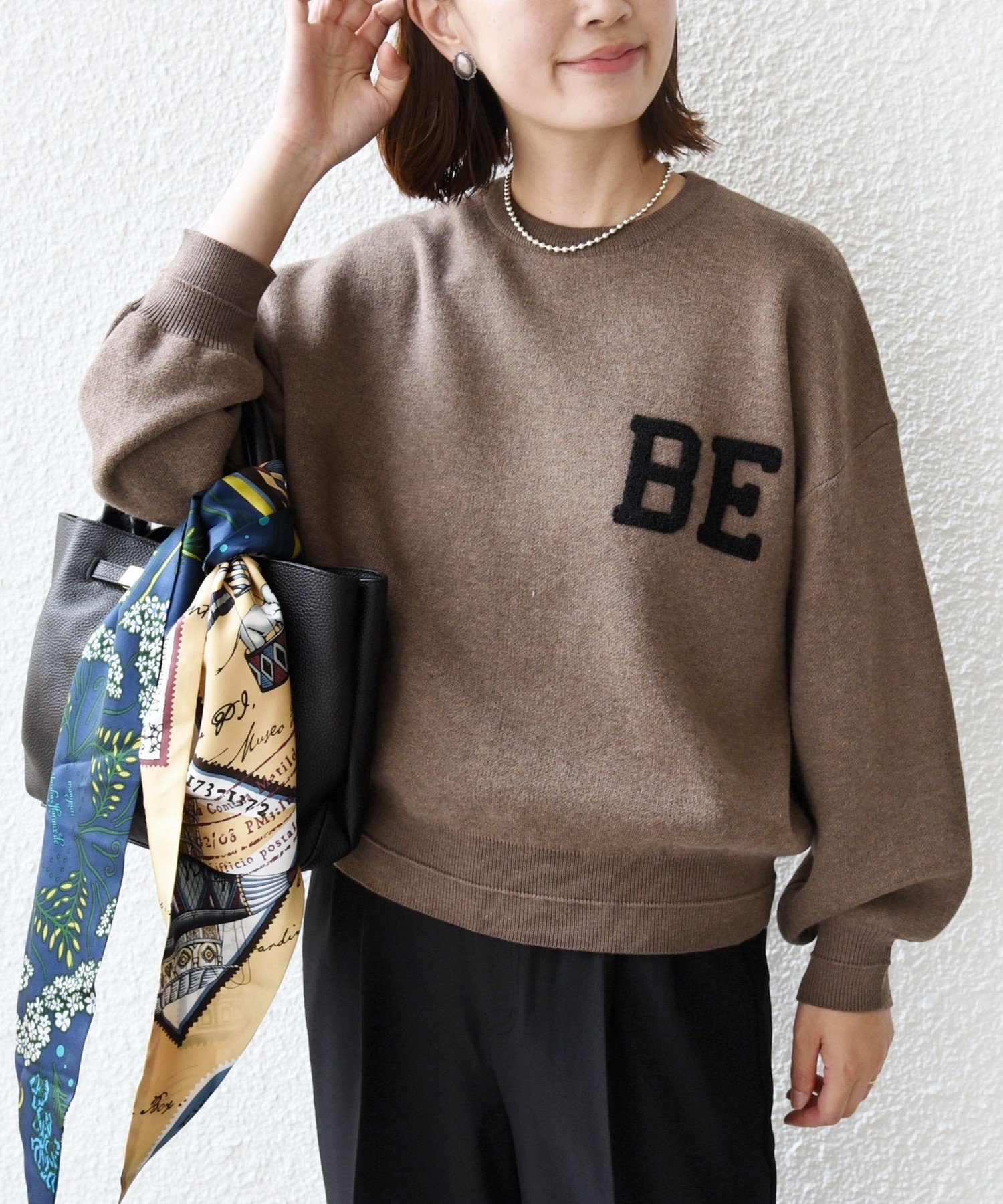 SHIPS 試着のみ　サガラ 刺繍 ロゴ ニット プルオーバー SHIPS｜【WEB限定】<手洗い可能>サガラ 刺繍 ロゴ ニット プルオーバー