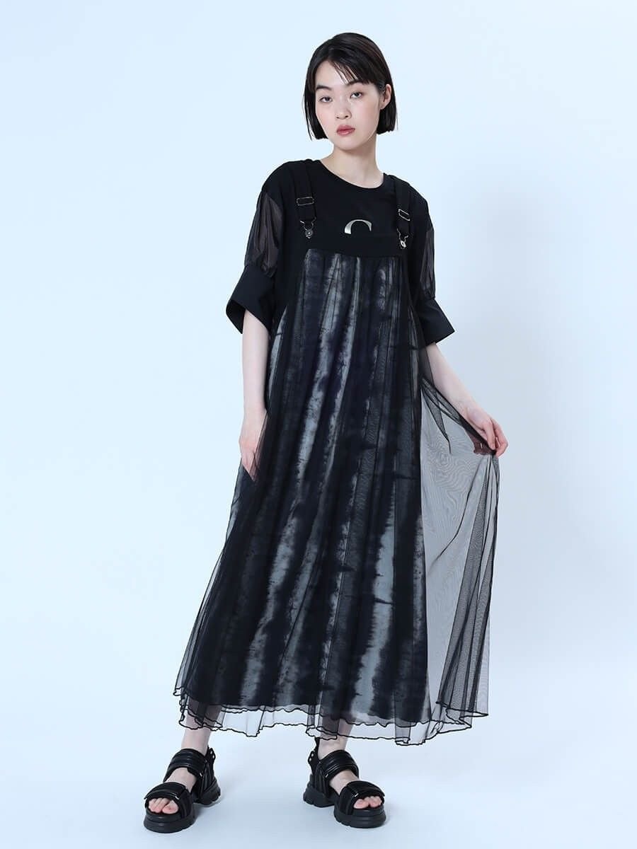 LASUD｜柄レイヤードシアージャンパースカート | Rakuten Fashion(楽天