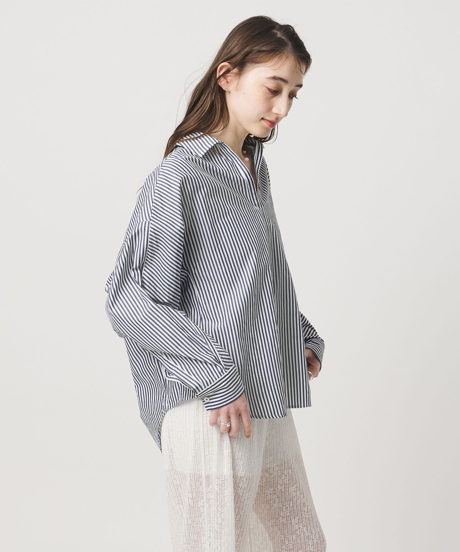 美品▲TICCA //ブルーストライプ長袖シャツ▲スキッパー プルオーバー UNITED ARROWS｜<TICCA>ストライプ スキッパー シャツ | Rakuten