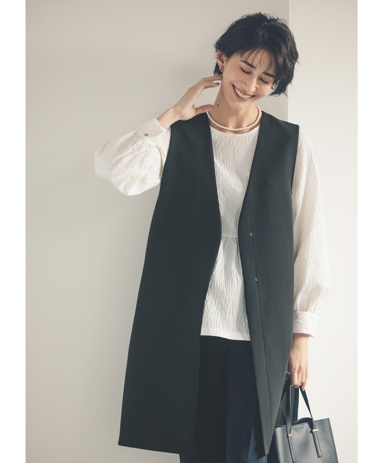 OPAQUE.CLIP｜《通勤・セレモニー対応》ジャカードペプラムブラウス