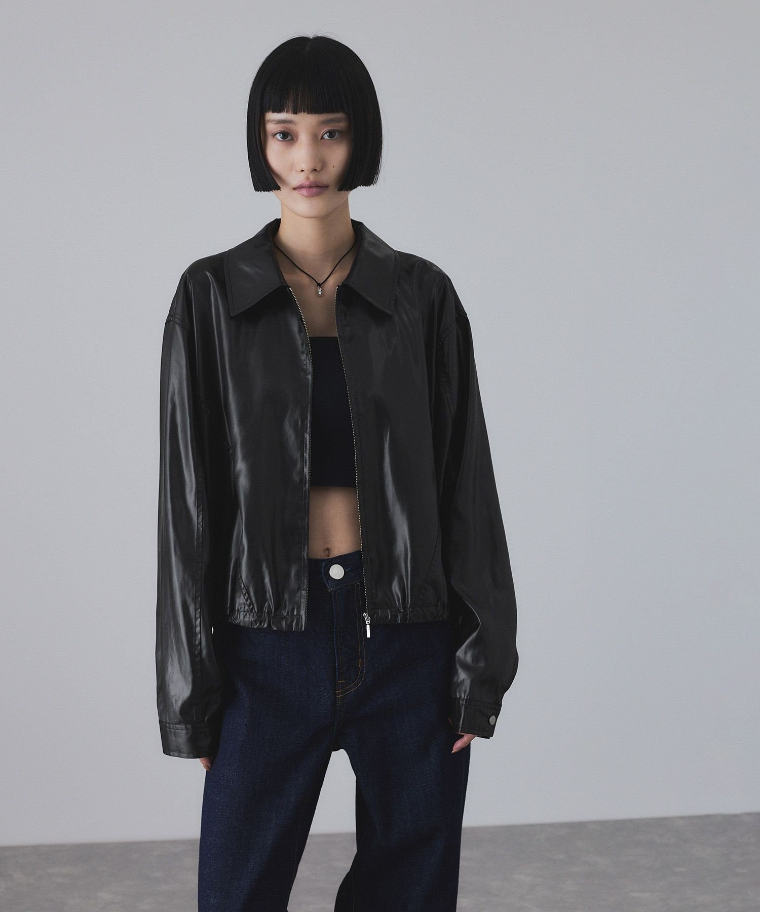 ADAM ET ROPE'｜レザーライクサテンブルゾン | Rakuten Fashion(楽天