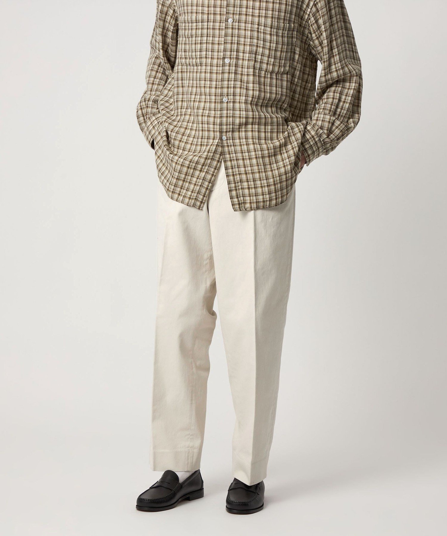 スティーブンアラン　ブラッシュド コットン アウト ワンプリーツ スラックス BEAUTY&YOUTH UNITED ARROWS｜<Steven Alan> ブラッシュド コットン