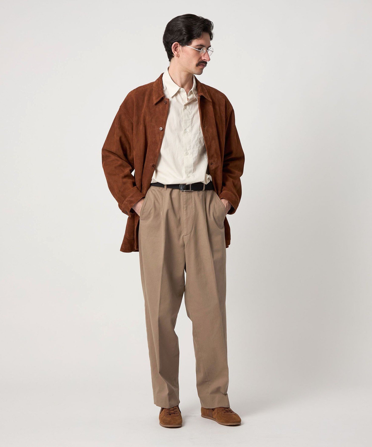 スティーブンアラン　ブラッシュド コットン アウト ワンプリーツ スラックス BEAUTY&YOUTH UNITED ARROWS｜<Steven Alan> ブラッシュド コットン