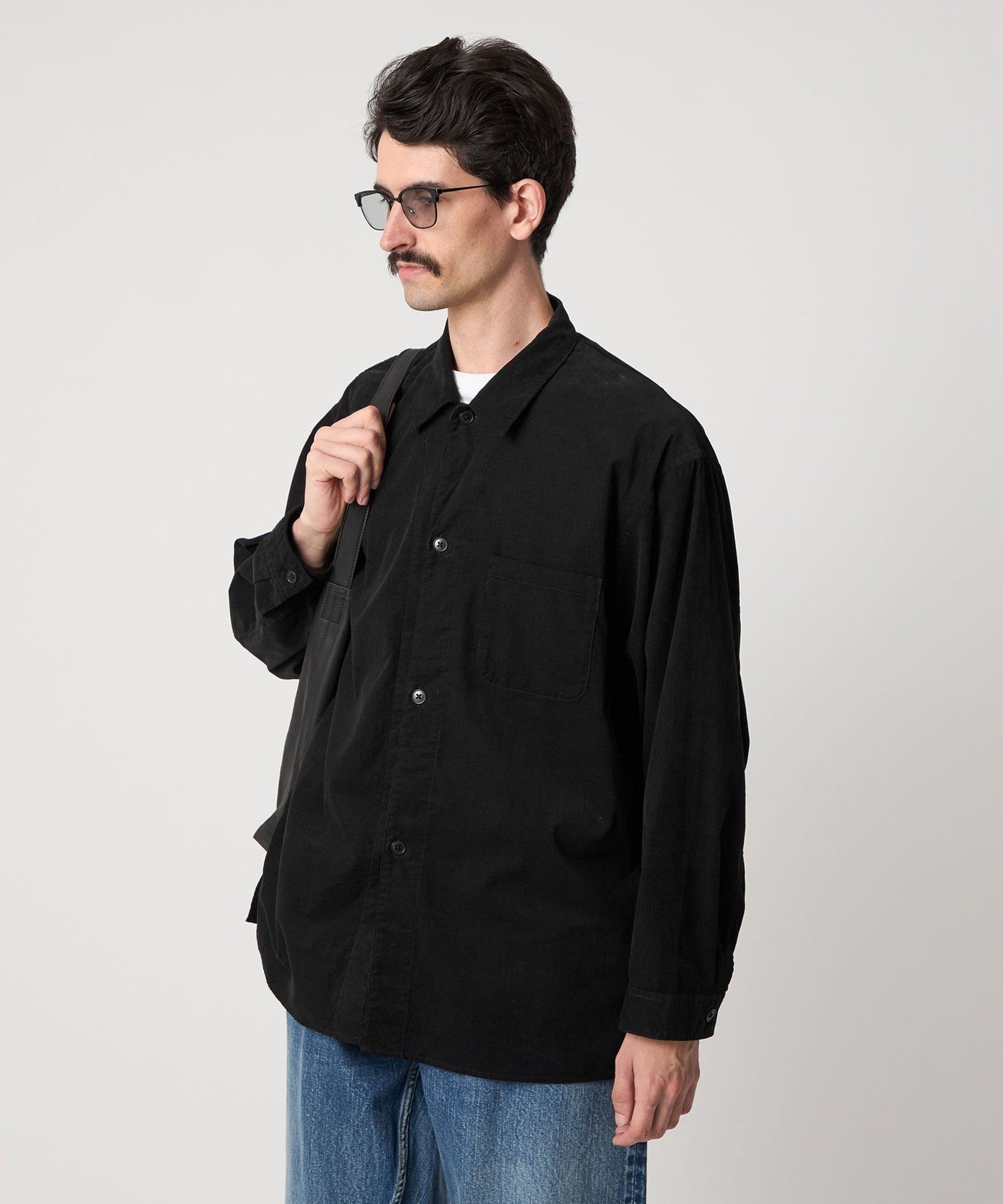 未使用タグ付き★スティーブンアラン　コーデュロイシャツ　ブラック　S STEVEN ALAN（スティーブンアラン） シャツ マイクロ コーデュロイ