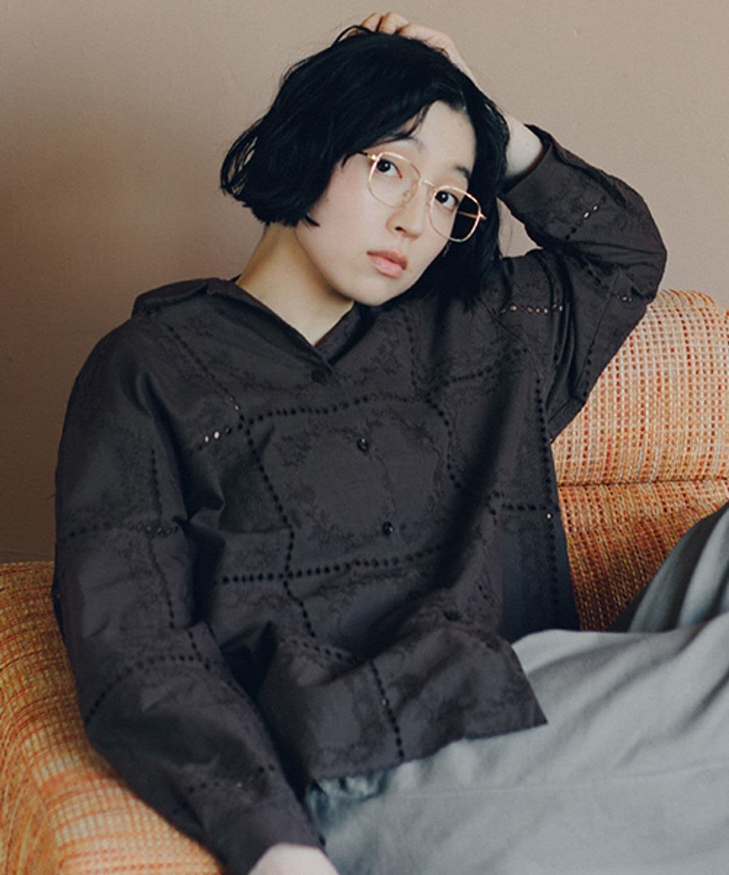 studio CLIP｜【WEB限定】パッチワークアソートレース刺繍シャツ