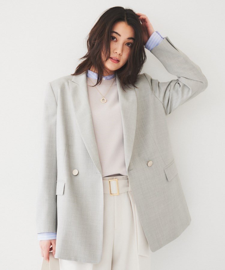 UNTITLED｜【通勤/春の軽羽織り】サマーウール調 ダブルブレスト