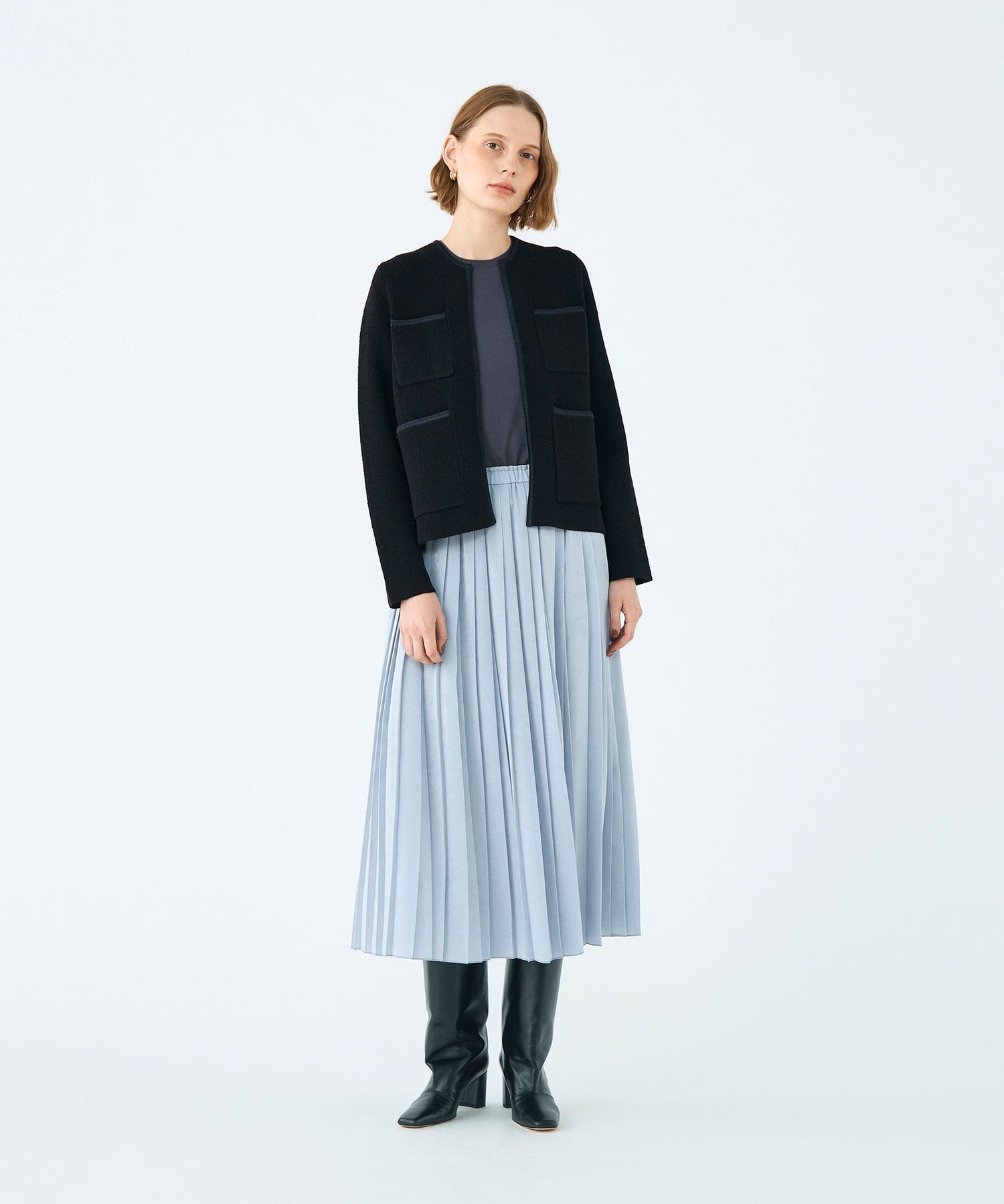 TOMORROWLAND｜ウールナイロンブークレー フロントオープン