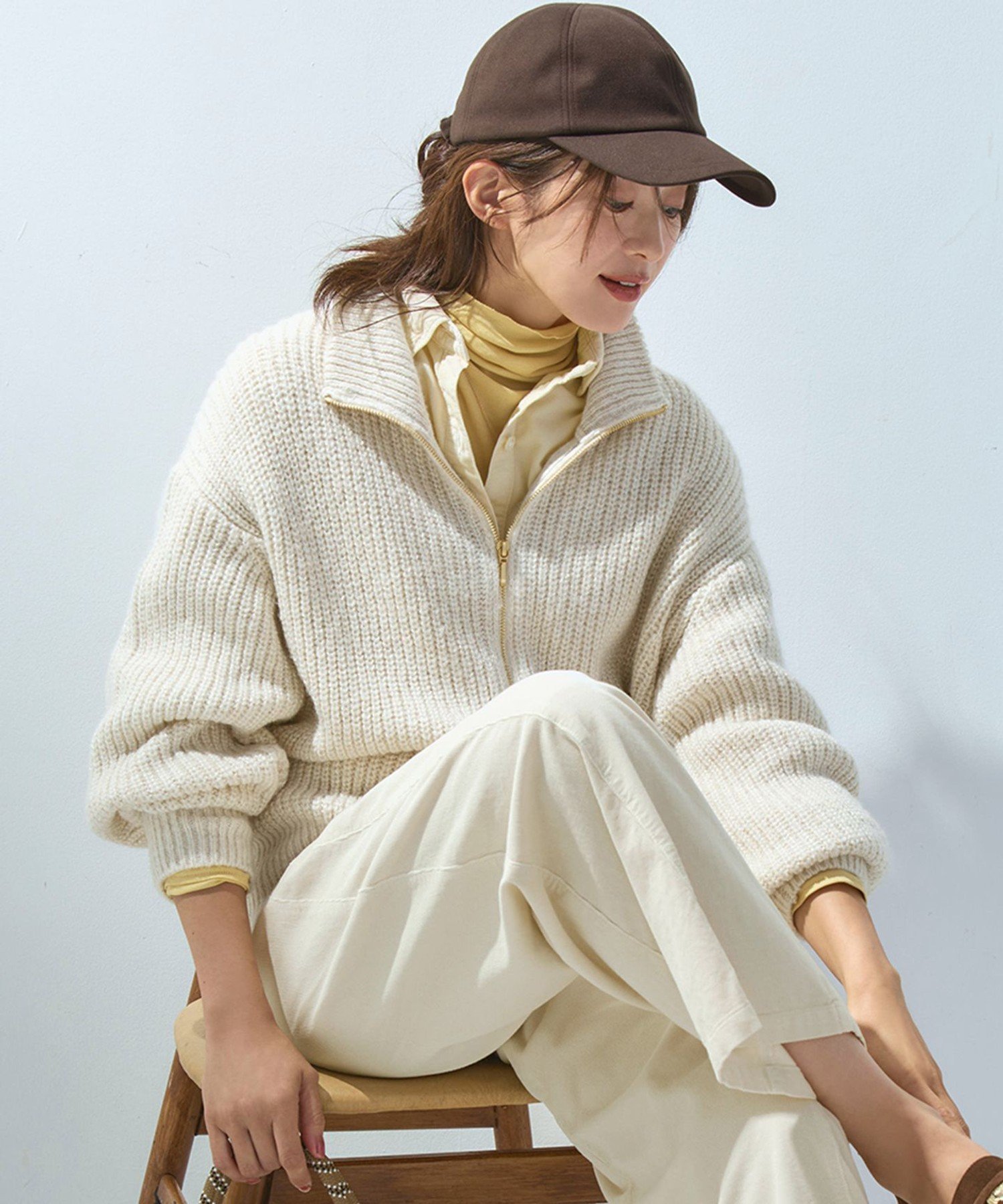 23区｜【洗える】スパンコールバルキー ダブルジップ ニットブルゾン