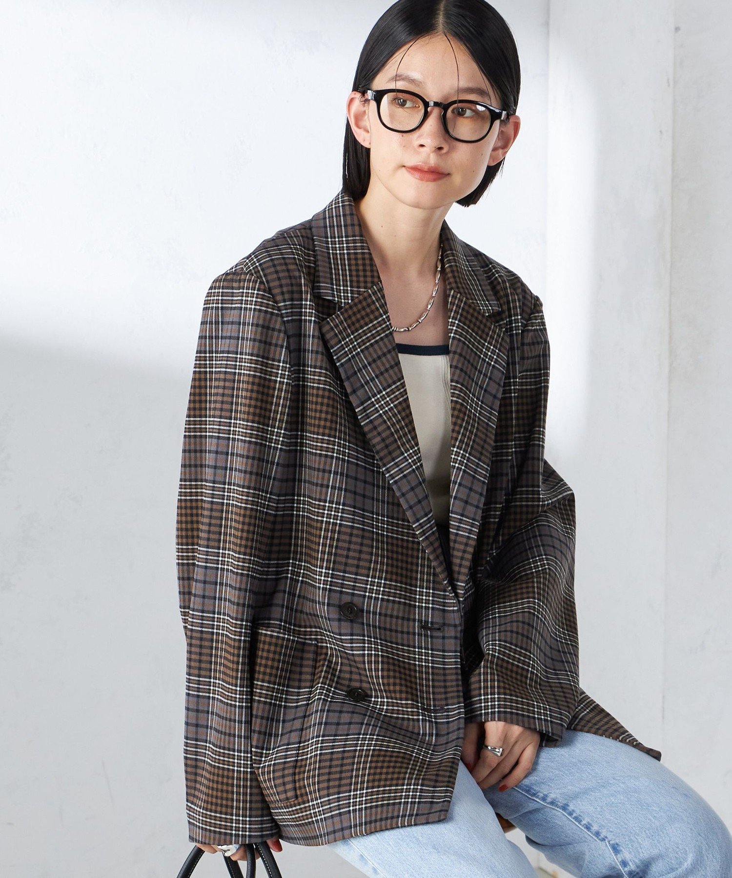 ウール混チェック柄オーバーサイズジャケット 12_000000000332.jpg?1722500619