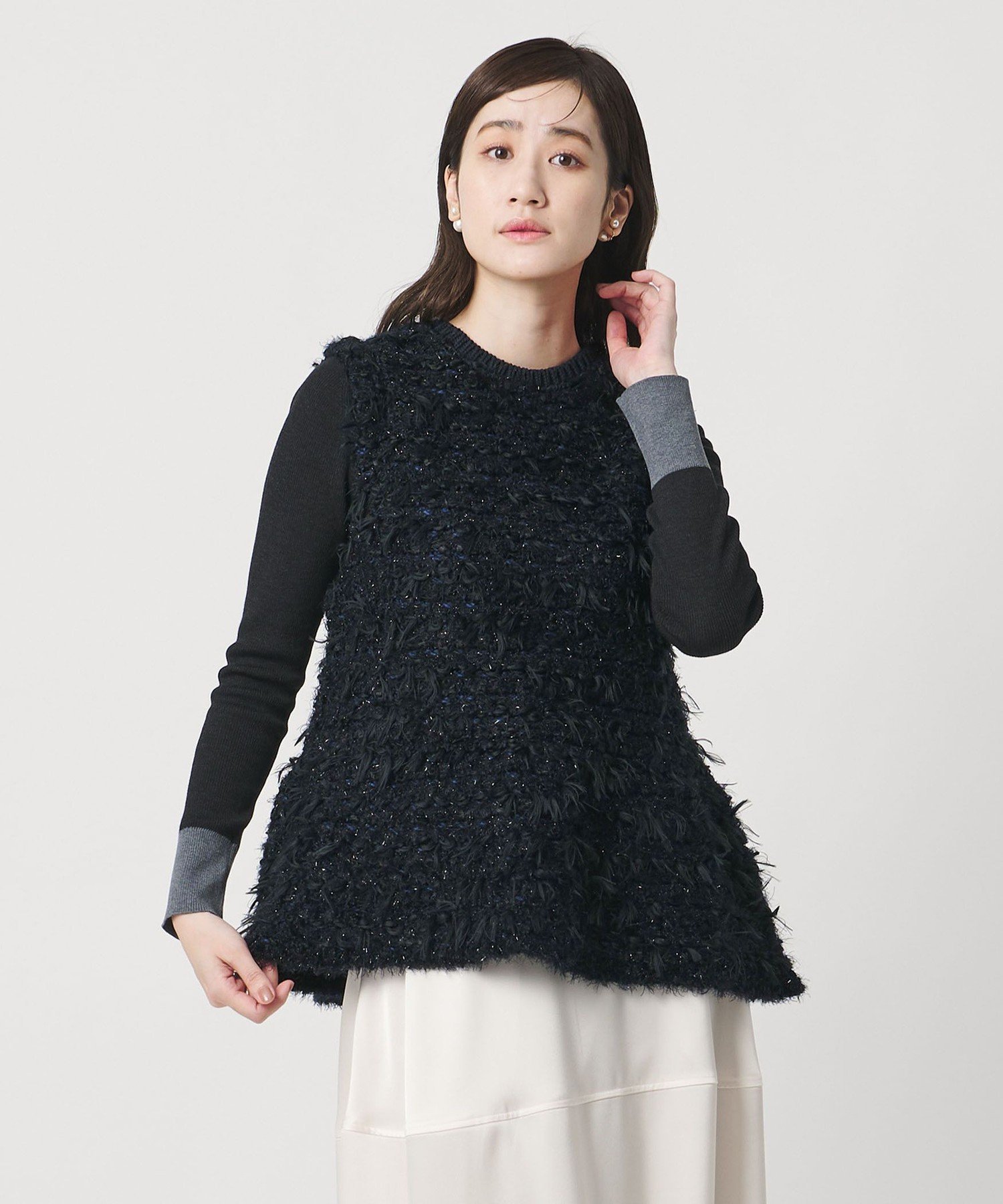 UNITED ARROWS｜ミックスヤーン ペプラム ベスト | Rakuten Fashion