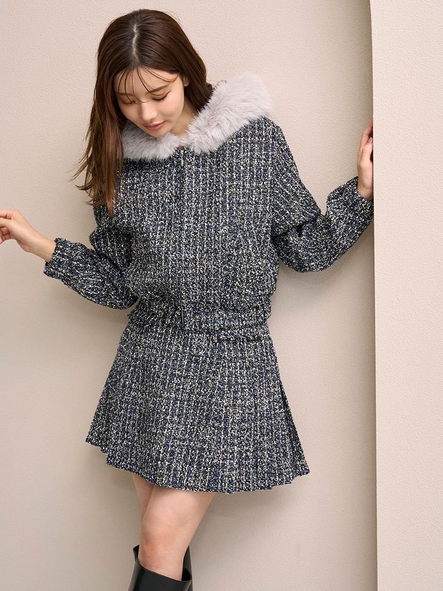 SNIDEL｜ファー付きツイードブルゾン | Rakuten Fashion(楽天
