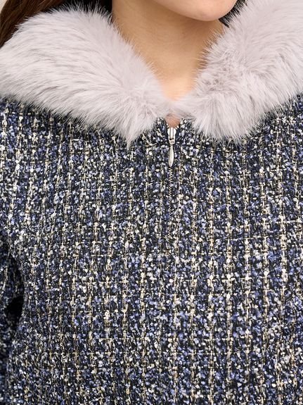 SNIDEL｜ファー付きツイードブルゾン | Rakuten Fashion(楽天