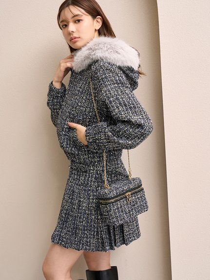 SNIDEL｜ファー付きツイードブルゾン | Rakuten Fashion(楽天